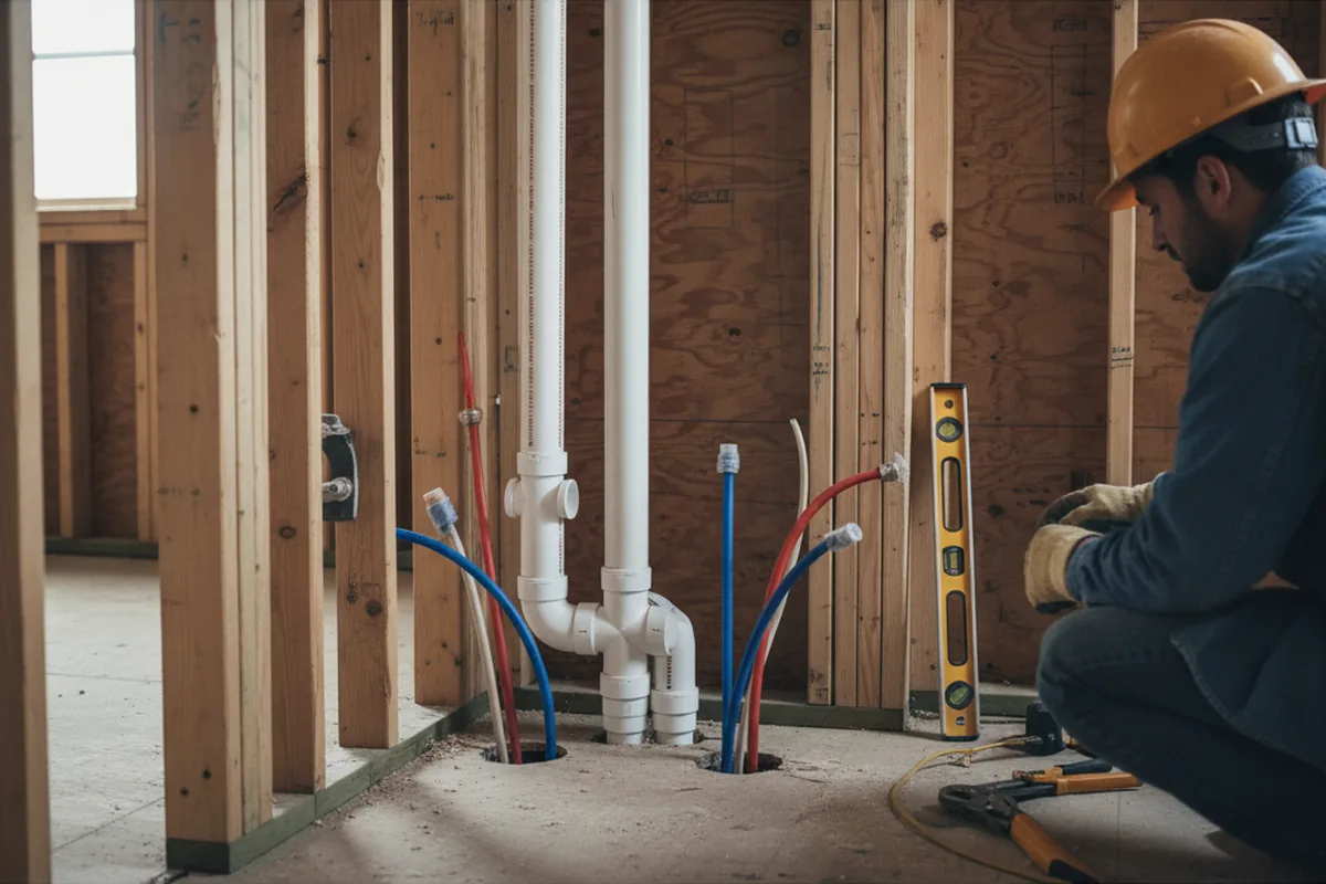 Drain and supply rough-in during Drain Cleaning in Hopkinton