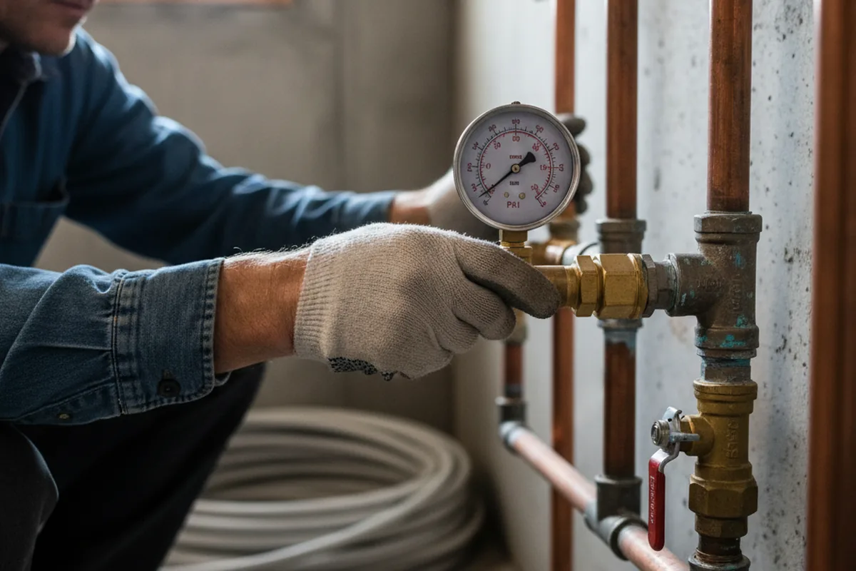 Pressure testing a repaired line during Water Line Repair in Hopkinton